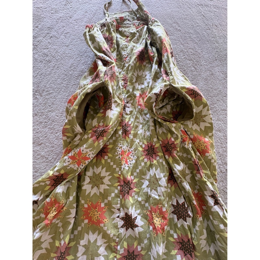 Universal Thread Green Star Quilt Print Smocked Maxi Dress Cotton Small - Picture 5 of 7